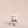 Cute teddy bear plush doll keychain with denim top and pink skirt for girls gift handbag charm. - Pink Denim Skirt Bear Pendant Approx 14cm/55g