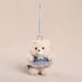 Cute plush teddy bear doll keychain with denim skirt soft hanging toy for girl gifts - Gray Denim Skirt Bear Pendant Approx 14cm/55g