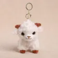 Cute plush sheep keychain, fluffy white lamb plush toy pendant with metal ring for bag charm. - Curly Lamb Nude Style (Lobster Clasp) / 14cm
