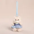 Adorably cute teddy bear plush pendant wearing blue skirt with hanging rope for girls gift. - Blue Denim Skirt Bear Pendant Approx 14cm/55g