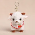 Cute plush lamb keychain fluffy sheep doll bag pendant accessory lovely gift item - Curly Lamb-Cherry (Lobster Clasp) / 14cm