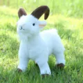 Peluche di capra simulato animale morbido di peluche bianco con grandi corna variante - Simulazione Capra--Bianco / 16cm