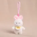 Cute knitted bib rabbit plush keychain fluffy bunny doll bag accessory cute hanging ornament - White