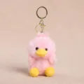 Pink plush duck keychain cute cartoon animal toy bag pendant charm fluffy doll accessory - Pink