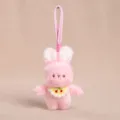 Cute pink plush rabbit keychain with knitted bib, soft doll bag accessory for women and girls - Pink