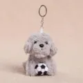 Grey plush poodle keychain with mini soccer ball cute stuffed animal toy gift for girls bag charm - Soccer Grey / Sitting Teddy Dog with Football - Grey