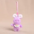 Porte-clés lapin en peluche violette avec bavoir tricoté, adorable pendentif de sac doux. - Violet