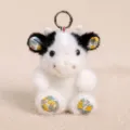 Cute plush cow keychain soft stuffed animal pendant fluffy bag charm adorable gift toy - Floral Little Bean Calf