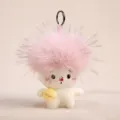 Simpatico portachiavi in peluche stella rosa soffice, morbido ciondolo borsa per chiavi. - bianco-rosa