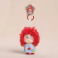 Simpatica bambola di peluche afro con stella piccola ciondolo portachiavi per borsa. - Rosso