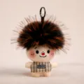 Simpatico peluche portachiavi bambola ragazzo stella con capelli soffici morbidi ciondolo borsa. - Nero Beige
