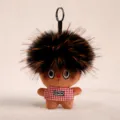 Simpatico portachiavi con bambola di peluche e capelli arruffati, grazioso ciondolo borsa. - Nero Marrone