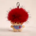 Simpatico portachiavi bambola peluche con capelli rossi e bavaglino a righe per la borsetta. - Rosso Cachi