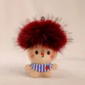 Simpatico bambola peluche stella capelli esplosivi ciondolo borsa charm portachiavi - Bambola Afro JS (Bottone di Stoffa) / Rosso Cachi
