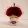 Simpatico ciondolo portachiavi di peluche con bambola stella e testa esplosiva - Rosso Cachi