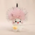 Simpatico portachiavi in peluche a stella soffice con palla di pelo rosa, ciondolo per borsa. - bianco-rosa