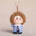 Simpatico peluche afro ragazzo portachiavi borsa fascino cartone animato bambola kawaii - Marrone
