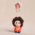Simpatico peluche bambola afro portachiavi morbido giocattolo ciondolo borsa charm - Marrone