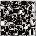Pack d'autocollants chat noir mignon pour journal, coques de téléphone et valises. - Style Journal de Chat Noir / 50 Feuilles