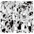 Autocollants de personnages au trait minimaliste, pack de stickers croquis pour déco DIY. - 30 pièces de silhouettes minimalistes en lignes