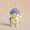 Adorable pendentif en peluche tortue avec bonnet tricoté violet et lunettes porte-clés. - Violet
