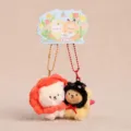 Cute magnetic couple puppy plush keychain pendant lovely bag accessory plushie gift. - Flower Elf - Ladybug Dog - 8cm - Red & Black