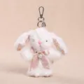 New Chinese style plush rabbit keychain cute bunny bag pendant lovely doll gift for girls - Bow Style (15cm) / White