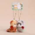 Magnetic Couple Plush Keychain Cute Stuffed Animal Toy Bag Pendant Variant Red Grey - Mini Animal - Apple Red Panda - 8cm - Brown & Grey