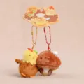 Cute magnetic couple plush keychain set, creative bag hanging ornament and lovely gift plush toys. - Fun Food Party - Chicken Stew with Mushrooms - 8cm - Yellow Brown