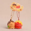 Cute magnetic plush takoyaki couple keychain set, soft stuffed toy bag charm gift. - Fun Food Party - Takoyaki - 8cm - Brown Red