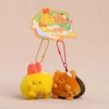 Cute magnetic plush toy keychain pair for couple bags, soft stuffed animal charm gift. - Fun Food Party - Fried Shrimp Rice Ball - 8cm - Yellow Brown