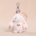 Plush rabbit keychain cute stuffed animal bag charm Chinese style plush toy pendant for girls - Dressed Style (11cm) / White
