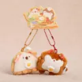 Cute magnetic pair plush keychain toast couple bag charm fluffy animal pendant gift - Fun Food Party - Sandwich Toast - 8cm - Light Brown