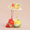 Cute magnetic couple plush keychain matching set soft stuffed toys bag pendant gift - Fun Food Party - Corn Sausage - 8cm - Red & Yellow