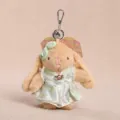 Adorable Chinese style plush rabbit toy keychain bag pendant with cute dress for girls gift item - Skirt Style (15cm) / Brown