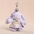 Cute Chinese style rabbit plush toy keychain pendant fluffy doll bag accessory gift for girls - Skirt Style (15cm) / Purple
