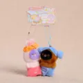 Cute couple plush toy keychain with magnetic design, soft stuffed animal bag charm and sweet gift. - Healing Pyjama Party Mask Pendant - Rabbit & Bear - 8cm - Pink Brown