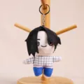 Cute K-pop idol plush doll keychain with black hair and plaid shirt, perfect bag charm. - Boy Band Male with Black Hair and Plaid Outfit