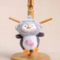 Simatico pinguino peluche portachiavi carino cappuccio animale bambola vinile borsa ciondolo soffice - Grigio