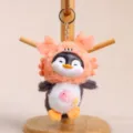 Portachiavi pinguino di peluche con cappuccio arancione simpatica bambola borsa carina - Arancione