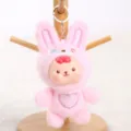 Llavero de conejo de peluche rosa lindo muneco dibujo animado bolso colgante peluche suave - Rosa