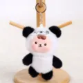 Llavero de peluche de panda lindo, muñeco de peluche suave colgante de bolso, accesorio de juguete esponjoso. - Negro