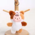 Llavero de muñeca de peluche lindo con cara de vinilo ideal para bolsos y llaves. - Marrón