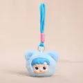 Lindo llavero de muñeca de felpa con capucha de conejo azul, cara de vinilo accesorio de bolso. - Azul