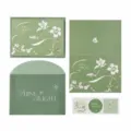 Ensemble de cartes de vœux et enveloppes florales vertes dorées pour cadeaux d'anniversaire - Doux messages floraux / 1 carte de vœux + 1 enveloppe + (3 autocollants de scellage offerts)