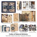 Vintage scrapbook gift set aesthetic journaling kit with stickers, notebooks and paper supplies - Forest Secret Tome (152 Pcs)