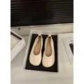 Scarpe da ballo piatte morbide con punta rotonda beige da donna, calzature estive. - JHM-1169-1 bianco sporco