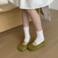 Chaussures plates vertes à bout fendu pour femmes, ballerines souples et élégantes au quotidien. - 35 / Vert