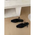 Ballerines slingback noires à bout carré et découpes, élégantes chaussures casual pour femmes. - 35 / Noir