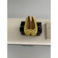 Chic yellow velvet ballet flats for women, comfortable slip-on flat shoes with cute bow tie. - 35 / Lemon Yellow